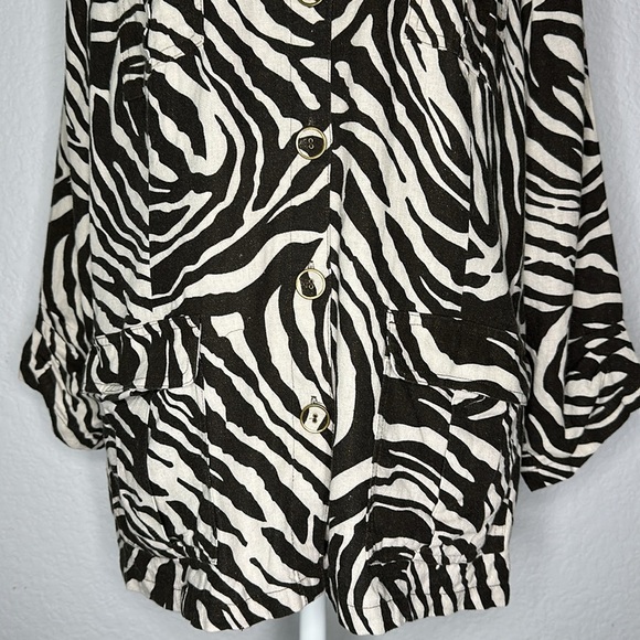 Chico’s Zebra Print Linen Blend Jacket 2 Large - Picture 4 of 11